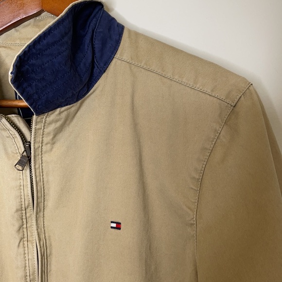 Tommy Hilfiger classic tan embroidered logo front zipper Bomber lined jacket S - Picture 3 of 11